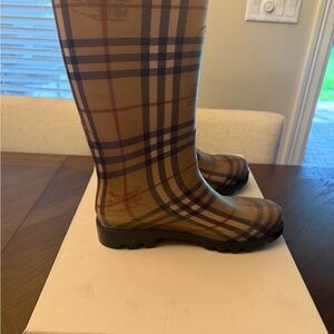Burberry Plaid Winter Rain Boots - Brown and Black